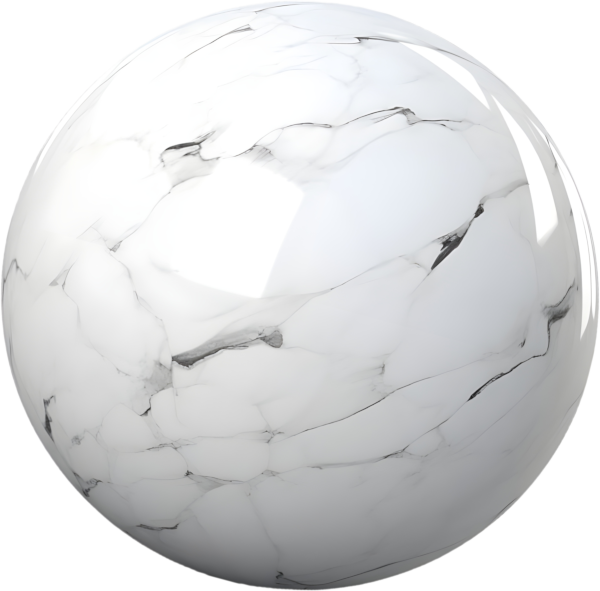 White marble sphere with faint black coloring.